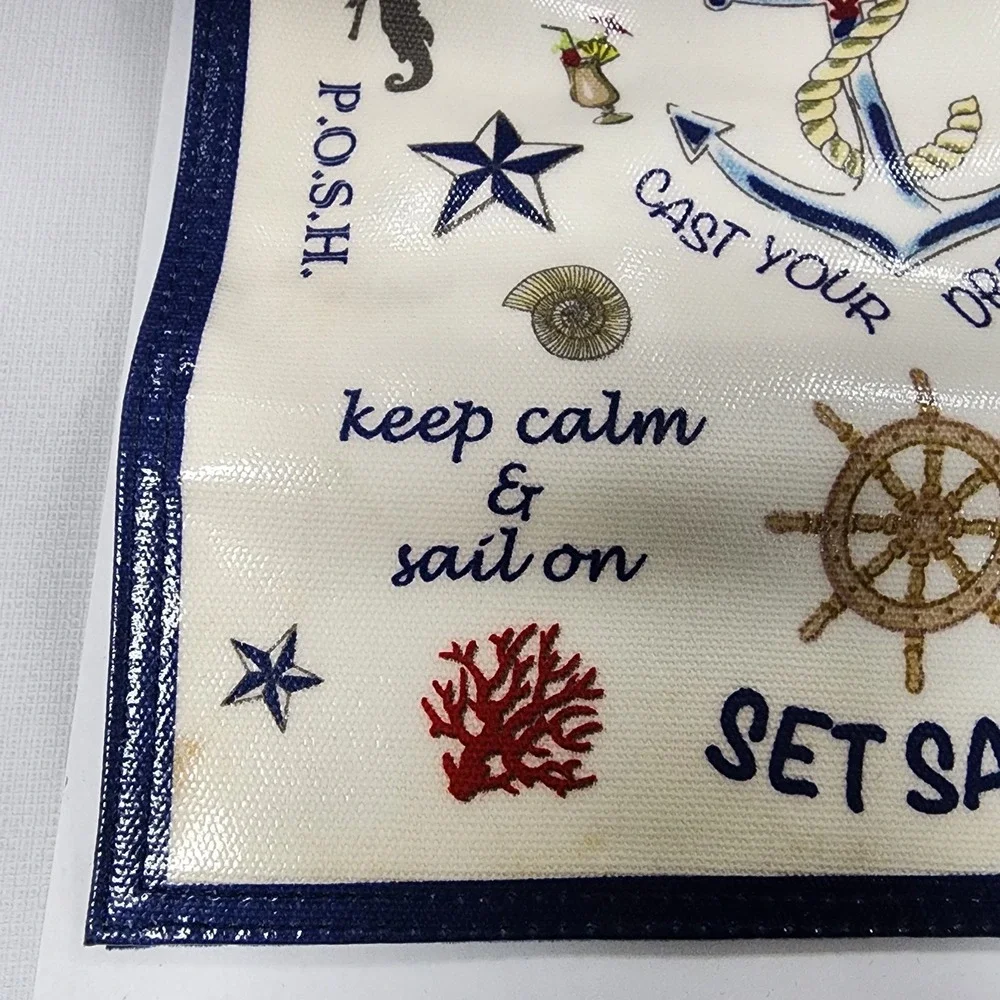 Brighton Nautical Travel Jewelry Roll Blue Velvet Lined Zippered Compartments
